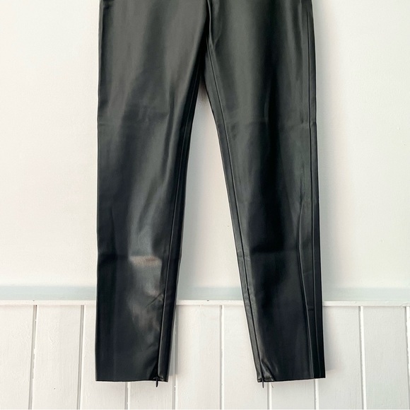 Zara Black Faux Leather Leggings With Front Zipper Size L - Picture 6 of 15